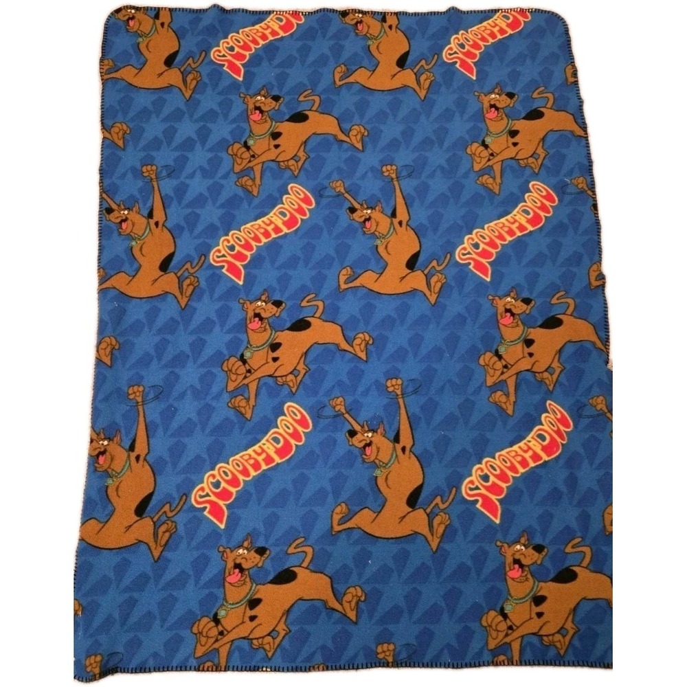 Vintage Scooby-Doo Throw Blanket Fleece Cartoon Hanna Barbera 56x43 Retro Blue